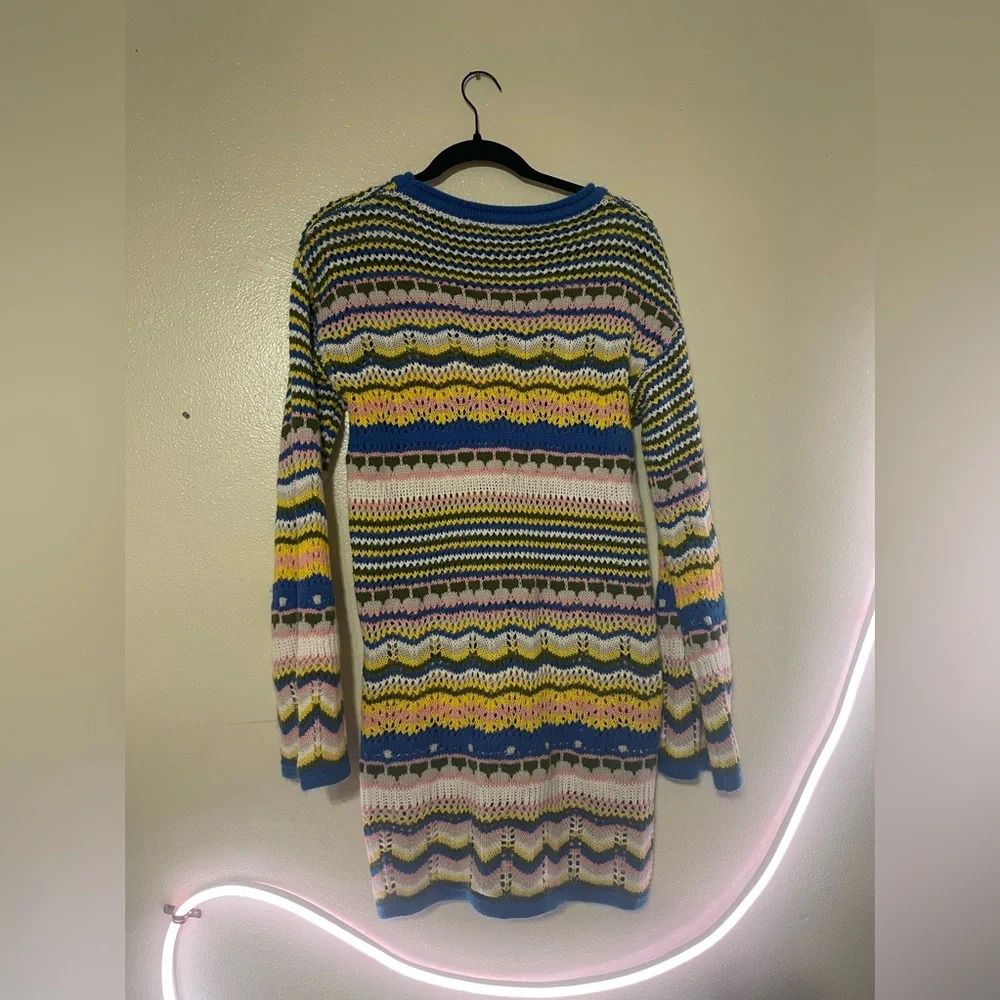 Colorful Knitted Sweater Cover Up - Picture 2 of 2